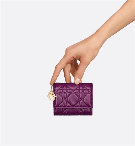 Lady Dior Lotus Wallet Mulberry Cannage Lambskin